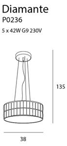 MAXLIGHT P0236 - Κρεμαστό φωτιστικό οροφής DIAMANTE 5xG9/42W/230V διάμετρος 38 cm χρώμιο