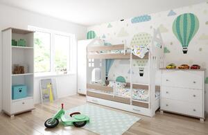 Παιδική Κουκέτα με Συρτάρι House White & Natural Light 80x180cm BC50026 BabyCute (Δώρο τα Στρώματα)