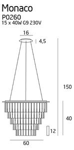 MAXLIGHT P0260 - Κρεμαστό φωτιστικό οροφής MONACO 15xG9/40W/230V διάμετρος 60 cm χρώμιο