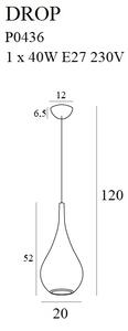 MAXLIGHT P0436 - Κρεμαστό φωτιστικό οροφής DROP 1xE27/40W/230V διάμετρος 20 cm χρυσό