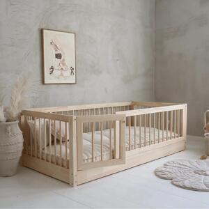 Κρεβάτι Montessori Bambi με Πορτούλα & Κάγκελα 53,5cm σε Φυσικό Ξύλο 120×200cm Luletto (Δώρο 10%