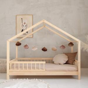 Κρεβάτι Παιδικό Montessori HouseBed Bello με Αφαιρούμενα Κάγκελα 23cm σε Φυσικό Ξύλο 100×200cm