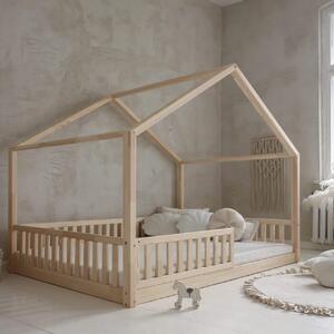 Κρεβάτι Παιδικό Montessori House Bed με κάγκελα 30cm σε Φυσικό Ξύλο 140×200cm Luletto (Δώρο 10%