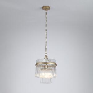 Searchlight Κρεμαστό φωτιστικό Lara, Ø 26 cm, χρυσό/διαφανές, γυαλί/μέταλλο, ρυθμιζόμενος, Χρυσό / Ορείχαλκου, Σαλόνι / τραπεζαρία, Γυαλί