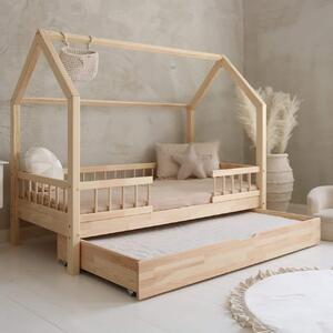 Κρεβάτι Παιδικό Montessori Bello Plus Duo με Αφαιρούμενα Κάγκελα 23cm & Συρτάρι σε Φυσικό