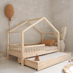 Κρεβάτι Παιδικό Montessori HouseBed Bello Plus με Αφαιρούμενα Κάγκελα 23cm & Συρτάρι σε Φυσικό