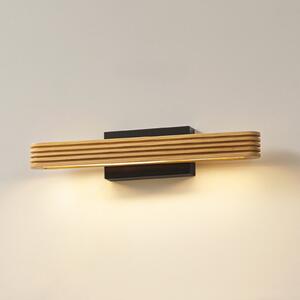 Lucande LED απλίκα Lieske, 40 cm, ξύλο, μαύρο, Ξύλου, Σαλόνι / τραπεζαρία, Ξύλο, σύγχρονο