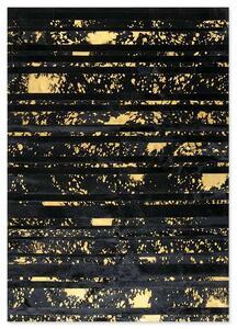 Δερμάτινο Χειροποίητο Χαλί Skin Stripes Acid Black-Gold - 170X240