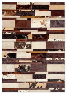 Δερμάτινο Χειροποίητο Χαλί Skin Stripes Multy Beige-Brown - 140X200