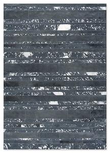 Δερμάτινο Χειροποίητο Χαλί Skin Stripes Acid Dark Grey-Silver - 200X300