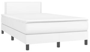 VidaXL Κρεβάτι Boxspring με Στρώμα & LED Λευκό 120x190 εκ. Συνθ. Δέρμα