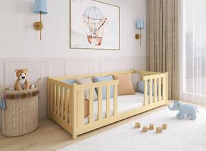 Kρεβάτι Montessori Junior με κάγκελα 47,5cm από μασίφ ξύλο Natural 90×200cm (Δώρο 10% Έκπτωση στο