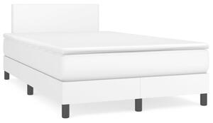 VidaXL Κρεβάτι Boxspring με Στρώμα Λευκό 120x190εκ.από Συνθετικό Δέρμα