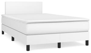 VidaXL Κρεβάτι Boxspring με Στρώμα & LED Λευκό 120x190 εκ. Συνθ. Δέρμα