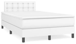 VidaXL Κρεβάτι Boxspring με Στρώμα Λευκό 120x190εκ.από Συνθετικό Δέρμα