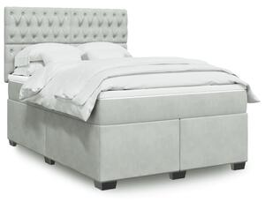 VidaXL Κρεβάτι Boxspring με Στρώμα Ανοιχτό Γκρι 160x200 εκ. Βελούδινο