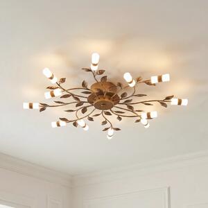 Lindby LED φωτιστικό οροφής Bentas, μπρονζέ, μέταλλο, Ø 80cm, Μπρούτζινο / Αντικέ ορείχαλκου, Σαλόνι / τραπεζαρία, Μέταλλο, Φλωρεντινή