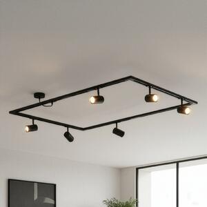 Lindby Σύστημα σιδηροτροχιών Linaro, GU10, 6 φτερά, μαύρο, σχήμα Ο, Μαύρο, Σαλόνι / τραπεζαρία, Αλουμίνιο, σύγχρονο