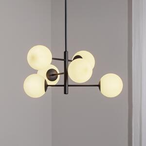 Domiluce Aurora κρεμαστό φωτιστικό, μαύρο, Ø 60 cm, 6-φωτο, γυαλί, E14, ρυθμιζόμενος, Μαύρο, Σαλόνι / τραπεζαρία, Γυαλί