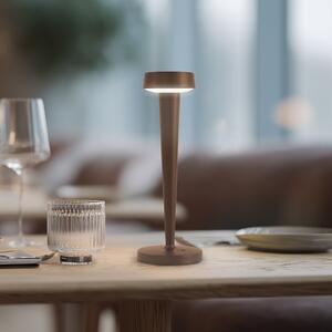 Lucande LED-Akku-Kerzenständer Lea, βάζο, σκούρο καφέ, 28 cm, ρυθμιζόμενος, Καφέ / Σκουριάς, Σαλόνι / τραπεζαρία, Μέταλλο, σύγχρονο