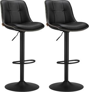 Σετ 2 ρυθμιζόμενα σκαμπό μπαρ Songmics Μαύρο 38x44.5x115 cm