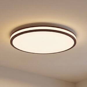 Lindby Φωτιστικό οροφής LED Emiva, Ø 50 cm, σκούρο ξύλο, CCT, ρυθμιζόμενος, Ξύλου, Σαλόνι / τραπεζαρία, Ξύλο, σύγχρονο