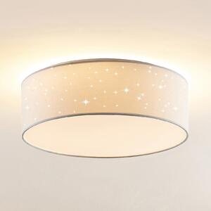 Lindby LED φωτιστικό οροφής Ellamina, 40 cm, λευκό, ύφασμα, Λευκό, Σαλόνι / τραπεζαρία, Ύφασμα / Κλωστοϋφαντουργία, σύγχρονο