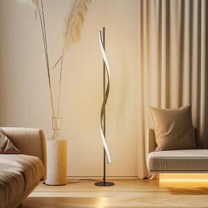 Lindby LED φωτιστικό δαπέδου Munja, μαύρο, μεταλλικό, ρυθμιζόμενο, ρυθμιζόμενος, Μαύρο, Σαλόνι / τραπεζαρία, Μέταλλο, σύγχρονο