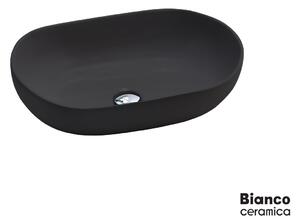 Bianco Ceramica Loop 32055 Black Matt 57,5x36,5 - Επιτραπέζιος νιπτήρας μπάνιου