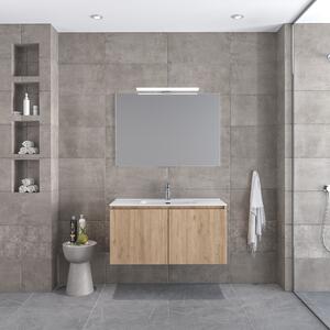 Furnibath Madrid 100 Walnut-2 - Έπιπλο Μπάνιου Με Νιπτήρα & Καθρέπτη