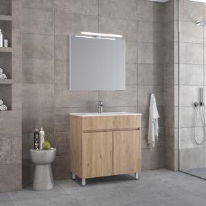 Furnibath Toledo 80 Walnut-2 - Έπιπλο Μπάνιου Με Νιπτήρα & Καθρέπτη