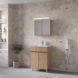 Furnibath Toledo 60 Walnut - Έπιπλο Μπάνιου Με Νιπτήρα & Κρυφοντούλαπο