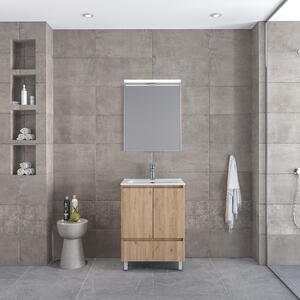 Furnibath Malaga 60 Walnut 2 - Έπιπλο Μπάνιου Με Νιπτήρα & Καθρέπτη