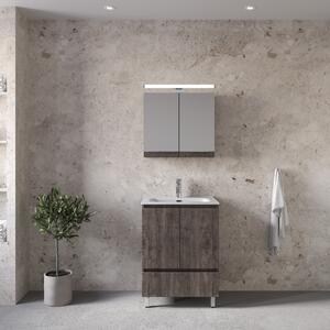 Furnibath Malaga 60 Grey - Έπιπλο Μπάνιου Με Νιπτήρα & Κρυφοντούλαπο