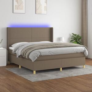 VidaXL Κρεβάτι Boxspring με Στρώμα & LED Taupe 160x200 εκ. Υφασμάτινο