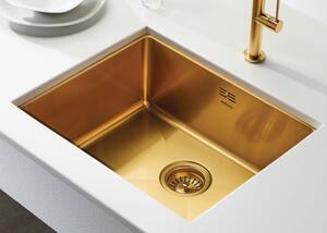 Fortinox Squadro 28054 Gold Brushed (54x44) - Ανοξείδωτος νεροχύτης υποκαθήμενος