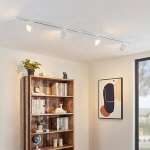 Lindby Σύστημα ράγας Linaro, Ø 9,5 cm, 4 φτερά, LED, λευκό, Λευκό, Μελέτη / Γραφείο, Μέταλλο, σύγχρονο