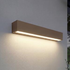 Lucande Εξωτερικός φωτιστικός τοίχου LED Lengo, 50 cm, καφέ, προς τα κάτω, 3000K, Καφέ / Σκουριάς, Αλουμίνιο, σύγχρονο
