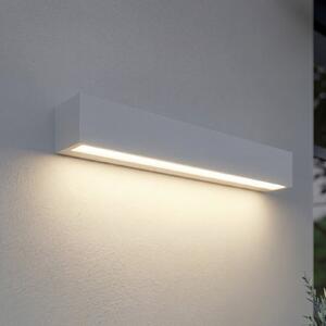 Lucande Εξωτερικός φωτιστικός τοίχου LED Lengo, 50 cm, λευκός, κατευθυνόμενος, Λευκό, Αλουμίνιο, σύγχρονο