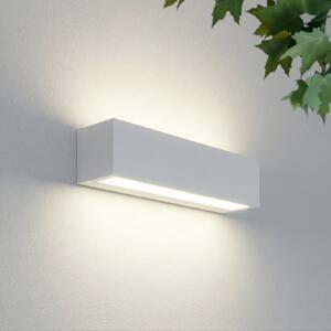 Lucande Εξωτερικός φωτιστικός τοίχου LED Lengo, 25 cm, λευκός, φωτισμός προς τα, Λευκό, Αλουμίνιο, σύγχρονο