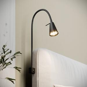 Briloner LED φωτιστικό τοίχου Tuso, μαύρο, τοποθέτηση σε κρεβάτι, μέταλλο, Μαύρο, υπνοδωμάτιο, Μέταλλο, σύγχρονο