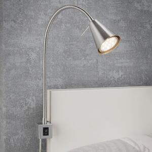 Briloner LED απλίκι τοίχου Tuso, νικέλιο, τοποθέτηση σε κρεβάτι, μέταλλο, Γκρι, υπνοδωμάτιο, Μέταλλο, σύγχρονο