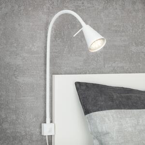 Briloner LED φωτιστικό τοίχου Tuso, λευκό, τοποθέτηση σε κρεβάτι, μέταλλο, Λευκό, υπνοδωμάτιο, Μέταλλο, σύγχρονο