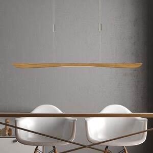 Quitani LED κρεμαστό φωτιστικό Hiba, φυσική δρυς, μήκος 118 cm, ρυθμιζόμενος, Ξύλου, Σαλόνι / τραπεζαρία, Ξύλο, σύγχρονο