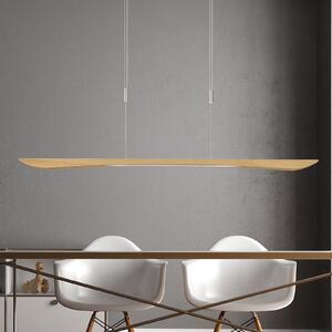 Quitani LED κρεμαστό φωτιστικό Hiba, φυσική δρυς, μήκος 148 cm, ρυθμιζόμενος, Ξύλου, Σαλόνι / τραπεζαρία, Ξύλο, σύγχρονο