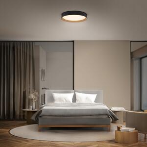 OSRAM Φωτιστικό οροφής LED ORBIS LARIOS, μαύρο/ξύλο, Ø 39 cm, με ρυθμιστή, ρυθμιζόμενος, Μαύρο, Σαλόνι / τραπεζαρία, Μέταλλο, σύγχρονο