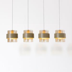 Searchlight Κρεμαστό φωτιστικό Royal, γκρι/κεχριμπαρένιο, μήκος 80 εκ., γυαλί/μέταλλο, 4, Μεταλλικό, Σαλόνι / τραπεζαρία, Μέταλλο