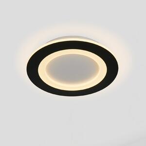 Searchlight Φωτιστικό οροφής LED Ringo, Ø 39 cm, μαύρο/λευκό, σίδερο/ακρυλικό, CCT, ρυθμιζόμενος, Μαύρο, Σαλόνι / τραπεζαρία, Μέταλλο, σύγχρονο