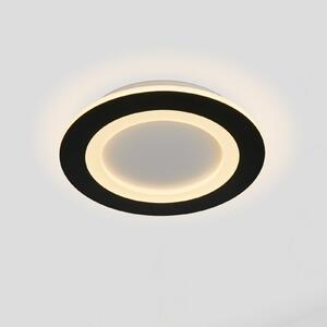 Searchlight Φωτιστικό οροφής LED Ringo, Ø 25 cm, μαύρο/λευκό, σίδερο/ακρυλικό, CCT, ρυθμιζόμενος, Μαύρο, Σαλόνι / τραπεζαρία, Μέταλλο, σύγχρονο