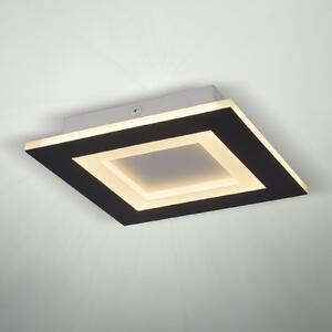 Searchlight Φωτιστικό οροφής LED Squary, μήκος 39 cm, μαύρο/λευκό σίδερο, CCT, ρυθμιζόμενος, Μαύρο, Σαλόνι / τραπεζαρία, Μέταλλο, σύγχρονο